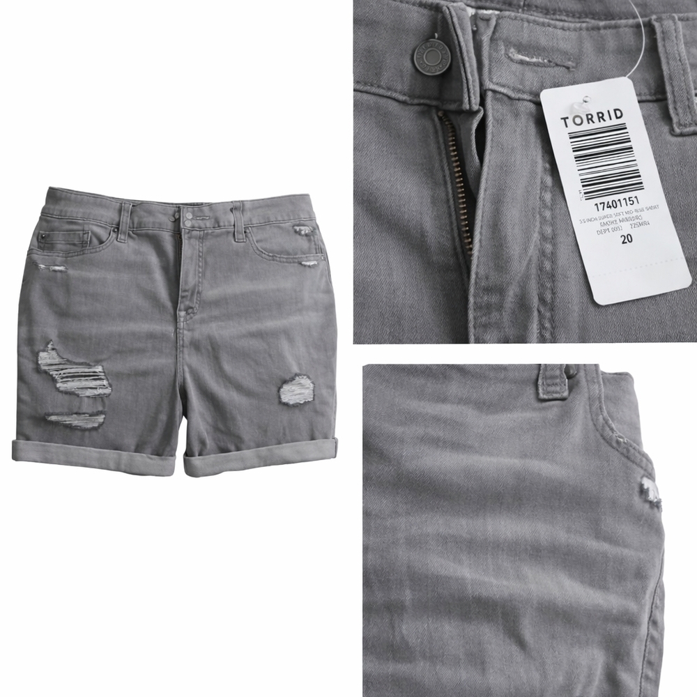 Torrid Charcoal Distressed Jean Shorts